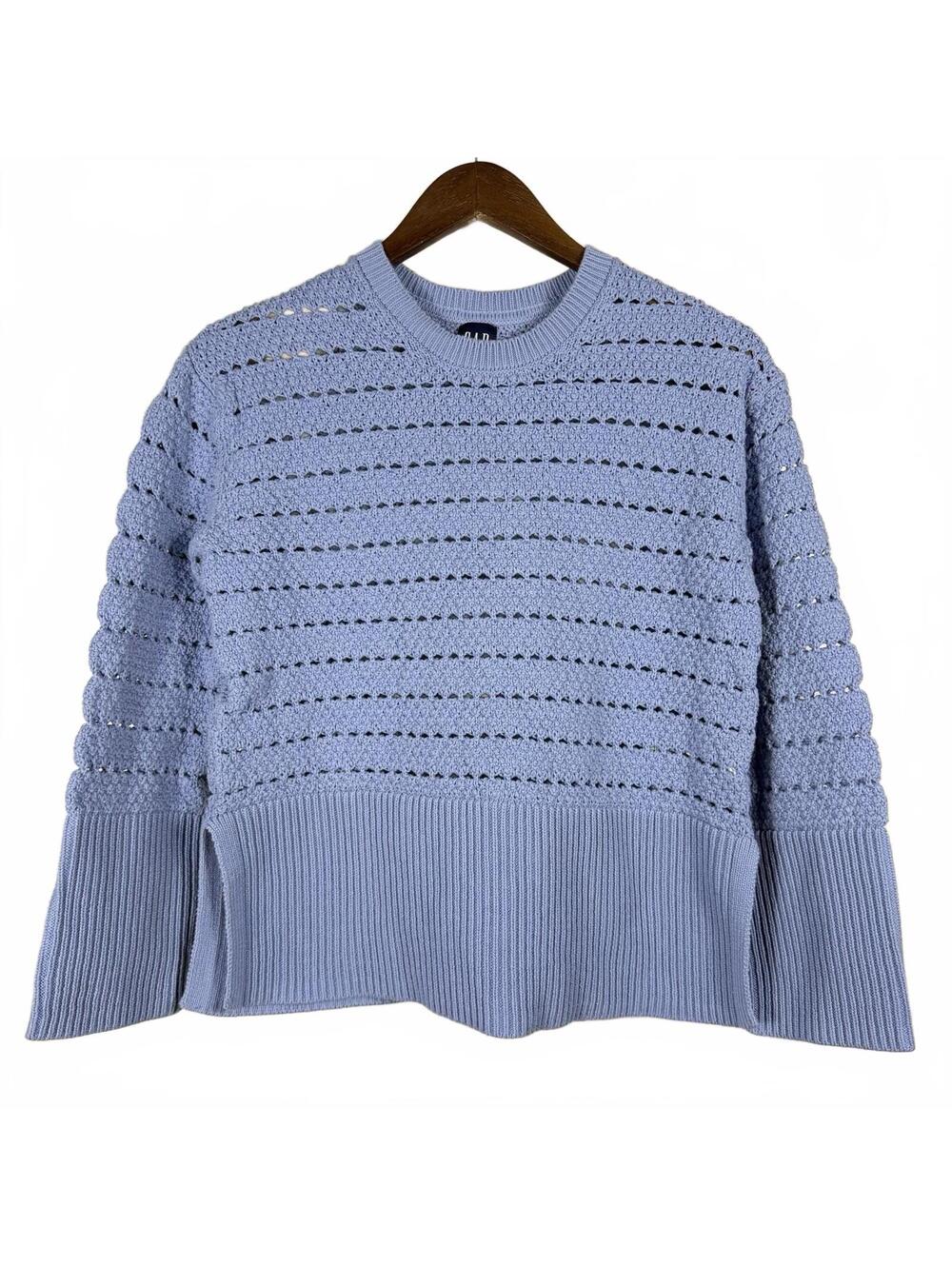 Gap Women Size XXS Cornflower Blue Open Knit Long Oversized Sweater Casual
